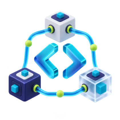 Connected code brackets representing application API integration